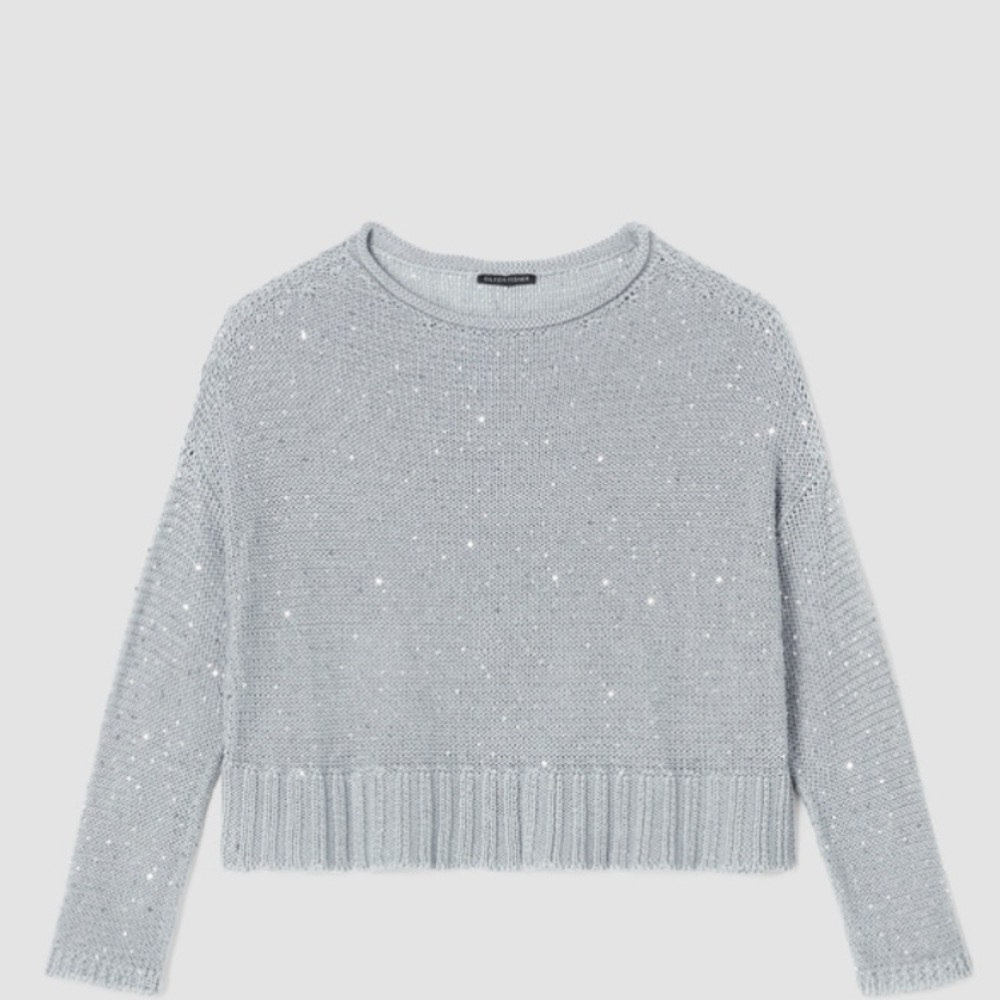 Eileen Fisher sequin sparkle bateau neck sweater